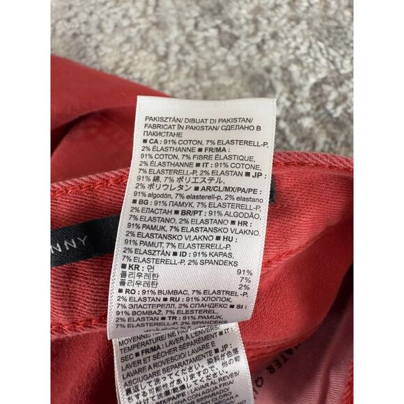 Banana Republic Womens Size 28 Long Mid Rise Skinny Denim Jeans Red Button Zip - Picture 11 of 12